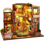 Moin moin skaala nukumaja miniatuurne DIY komplekt juhendid V&auml;ike Maailm raamaturiiuli otsas liha toidukiosk Sisaldab LED akr&uuml;&uuml;li ja muusikakarpi