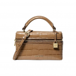 Michael Kors MK Jana Lock krokodillimustriga reljeefse &otilde;lakottiga nahast geomeetrilise kujuga minik&auml;ekott naiste k&auml;ekotid kameelroheline 32F5GQ1C0E-HUSK Basic Set (Bag)