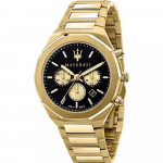 Maserati Stile Must sihver Kuldne roostevaba teras Meeste kvarts kronograaf kuup&auml;evaga R8873642001 kuld