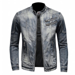 Uus mood Slim Fit meeste seisva kaela lukuga Harley mootorratta teksajakk meeste mantel 4XL