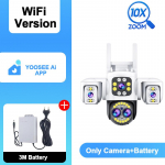 AIOOK v&auml;litingimustes 10x ZOOM WiFi CCTV kaamera HD 8MP 4K &ouml;&ouml;n&auml;gemine kahesuunaline dialoog turvakaamera veekindel p&auml;ikesekindel kaugvaatlus 10X ZOOM+Battery