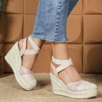 Suvisedpits-espadrillid platvormkingad naistele kiilkontsad 10cm Elegantne daamide peokingad Suurused 42 35 beež