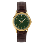 TIMEX Marlin TW2Y37800 Kvartsikell Roheline sihver Kuldne korpus Pruun nahkrihm 34mm