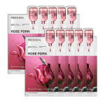 Mediheal Rose PDRN Essential lehtmask 10 tk. 99% puhas valge roosi PDRN ja h&uuml;aluroonhape niisutamiseks, pinguldamiseks ja niiskust&otilde;kke tugevdamiseks 10pcs