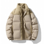 Talvine unisex puuvillane jakk lahtise p&uuml;stkraega teismelistele, Korea versioon, mitmek&uuml;lgne, kolme triibuga paks soe leivajakk S khaki