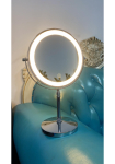 LED-valgustusega 10x suurendusega kahepoolne metallist meigipeegel gray