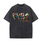 Pura Vida Costa Rica Vibes Kunst Vintage Kulunud Pesitud Puuvillane L&uuml;hikeste Varrukatega Streetwear Komplekt S