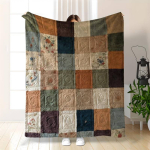 Vintage lapitekk-stiilis viskepadi - Maal&auml;hedase lillemustriga pehme tekk sooja ja hubase kodu sisustuseks Size: 180*280cm, Weight: 280 GSM