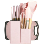 Silikoonist k&ouml;&ouml;gitarvete komplekt, noakomplekt, igap&auml;evased k&ouml;&ouml;giriistad, spaatel, lusikas, kraapija, l&otilde;ikelaud hoiustamisega pink kitchenware 19-piece set 1500g beige