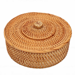 Rotangist Tortilla Korv Kaane ja Riidega Suure Mahutavusega K&auml;sitsi Kootud Tortilla Hoidik Wrapidele Pannkookidele beige