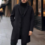 Trenchcoat Meeste Villane Mantel Sissel&otilde;ikega Krae &Uuml;he Rinnaga &Uuml;ler&otilde;ivas &Auml;ri-Vabaaja Talvejope Taskutega XL must