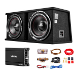 VEVOR Subwooferi Bassipakett, 305 mm, 1200 W RMS, Kahe Automaailma Subwooferi ja V&otilde;imendi Pakett, Laetud Korpuse, Eraldiseisva V&otilde;imendi ja Juhtmekomplektiga 80.3 x 38 x 36.5 cm