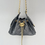 Ehtsa Nahast Hobo Kott Kaviari Tekstuuriga Matt Viimistlus Kett-Rihm Pingutusn&ouml;&ouml;r &Auml;mbri Kuju Naistele Igap&auml;evaseks Kasutamiseks 23cm Small Black Double Circle Strap black