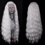 Plaatinablond laine parukas S&uuml;nteetilised pitseservaga parukid naistele Pikk loomulik laine pitsiga juustega Valge Must Roosa parukas Lahtine lokk Cosplay 24inches&Lace Front valge