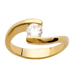Bague Plaqu&eacute; Or 'C&acirc;lin' blanc dor&eacute; - 7 mm 50 kuld