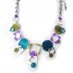 NOA [H8965] - Collier Cr&eacute;ateur 'Les Acidul&eacute;s' vert violet mitmev&auml;rviline
