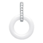 Les Tr&eacute;sors De Lily [L5691] - h&otilde;bedane ripats 'Sissi' valge (keraamiline) roodiumiga kaetud - 19x12 mm valge