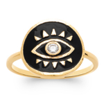 Bague Plaqu&eacute; Or 'Cleopatra' noir dor&eacute; (oeil) - 14 mm 52 must