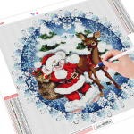 T&auml;isruudukujuline &uuml;mmargune teemanttikandid Talvine teemantmaal 5D j&otilde;ulup&auml;rg Mosaiik Hirve k&auml;sit&ouml;&ouml;kaunistus koduks Full Round （30x30CM）