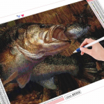 T&auml;isruudukujuline/&uuml;mmargune teemantmaaling kalakividega 5D DIY teemanttikandid m&uuml;&uuml;k loomade mosaiik k&auml;sitsi valmistatud kingitus Full Round (20X30CM)