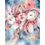 T&auml;isruudukujuline/&uuml;mmargune teemantmaaling Loomade lillede ja t&uuml;drukute Teemanttikandid Valge j&auml;nesega Rhinestones pildid Mosaiik Dekoor koduks Full Round 20X30CM