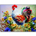 T&auml;is&uuml;mmargune/ruudukujuline 5D isetehtud teemantmaal V&auml;rviline majesteetlik kukk Teemanttikandid Ristpistekomplektid Kodukaunistus K&auml;sitsi valmistatud kingitused Round 20x30cm