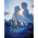 T&auml;isruudukujuline teemant 5D DIY teemantmaal paar hobune &uuml;mmargune t&auml;istikandid ristpistes kivist mosaiikmaaling. Full Round 20X30CM