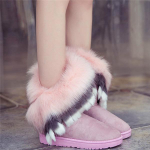 Talvise imitatsiooniga rebase karusnahast j&auml;nese karusnahast lumesaapad Naiste Martini saapad pluss samet Martini saapad 39 roosa