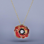 Peen naiste kaelakee lille ripats Punase lillega kaelakee mood k&auml;sitsi valmistatud emailiga kampsun kett ehe j&otilde;ulukink punane