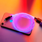 VAORLO 66W 6A andmekaabel RGB helendav laadimine, kiire kiirlaadimine iPhone'i C-t&uuml;&uuml;pi USB-laadija jaoks Kvaliteetne andmekaabel Type-C