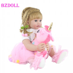 BZDOLL 60 cm silikoonist Reborn Babies Doll Blond Printsess V&auml;ikelapse Bebe Kleit M&auml;nguasi Lapsele S&uuml;nnip&auml;evakingitus 60cm Doll, Blue eyes