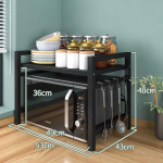 Mikrolaineahju hoiurest K&ouml;&ouml;gi hoiustamisriiul hoidik Ahjuriiul majapidamisriiul k&ouml;&ouml;giriiul V&uuml;rtsid Korraldaja riiulipott 53*43*48cm must