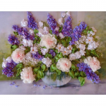 Lillede Teemantmaal Ristpistes 5D DIY Mosaiik Tikand T&auml;is&uuml;mmargune Rhinestone Kodukaunistuse tarvikud Seinakunst Full Round 20x30CM