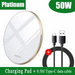 50 W Qi juhtmevaba laadija kiirlaadimisalus k&otilde;igile Qi standardsetele iPhone'idele Samsung Huawei Xiaomi Android mobiiltelefonidele 50W FAST Charging