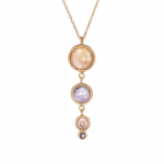 Les Tr&eacute;sors De Lily [R5634] - K&auml;sit&ouml;&ouml;na valmistatud h&otilde;bedast kaelakee 'Meghan' roosa lilla kuld - 30x9 mm Heleroosa