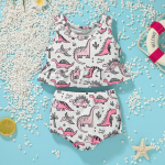 V&auml;ikelaste beebid, lapsed, t&uuml;drukud, lillelised ujumisriided, ujumisriided, rannap&uuml;ksid 120 roosa