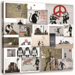 L&otilde;uenditr&uuml;kk Banksy Street Art Collage 30x30 hall v&auml;rv