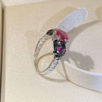 100 % 925 Sterling h&otilde;bedane rubiinist s&otilde;rmus naistele Trendikas punane rubiinh&otilde;bedane 925 ehted v&auml;&auml;riskividest pulmapaelad, naiste s&otilde;rmusekarp 6 punane