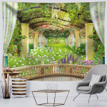 Window Woods View Gobel&auml;&auml;n Seinale Ripppol&uuml;ester tekk Ps&uuml;hhedeelne hipi boho stiilis elutoa sisustus 95X73cm