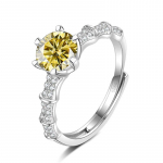 Bague Ringen Mossani kivi sertifikaadiga naissoost teemants&otilde;rmus S925, h&otilde;bedane, &uuml;hekaraadine avatud kuue k&uuml;&uuml;nega, teemant-inkrusteeritud bambusest s&otilde;rmus ct adjustable（17.3mm） must