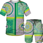 Retro luksuslikud meeste l&uuml;hikeste varrukatega s&auml;rgid/&uuml;likonnad 3D lillelise kirjaga tr&uuml;kitud vabaaja T-s&auml;rgi dressikomplekt Meeste Joggeri v&auml;ljam&otilde;eldud stiilis riietus S