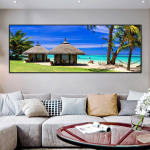 Maastik Rannasild Palmipuu P&auml;ikeseloojang L&otilde;uend Maalimine Plakatid ja tr&uuml;kised Seinakunstipildid Elutoa Kodukaunistus Ilma raamita 20cm&times;40cm NoFrame