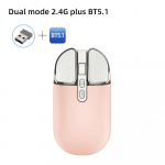 Kahe režiimiga juhtmevaba Bluetooth 5.1 hiir 2,4 g laetav vaikne m&auml;ngurihiir &Uuml;he kl&otilde;psuga lauaarvuti USB optiline m&auml;nguhiir roosa