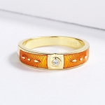 Kvaliteetne oranž tilkuva liimiga s&otilde;rmus naistele mood tsirkoonist s&otilde;rmus k&auml;sitsi valmistatud emailiga ehete peo s&otilde;rmus kullast s&otilde;rmused 6 kollane