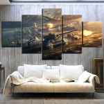 5 tk World Of Tanks M&auml;ng Cuadros Plakatid Seinakunst Dekoor Modulaarsed pildid M&auml;ngija l&otilde;uendimaalingud teismeliste elutoa kaunistamiseks 40x60cm*2 40x80cm*2 40x100cm*1