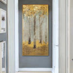 Kodukaunistuse tr&uuml;kk Kuldne abstraktne puumaal P&otilde;hjamaade stiilis pilt Seinakunst Moodne l&otilde;uendiplakat Moodne voodilaua taustale Ilma raamita 20*40cm