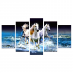 L&otilde;uendi seinakunsti plakat HD prinditud pildid 5 t&uuml;kki rannalained valged hobused v&otilde;idus&otilde;idu maalimine elutuba kodukaunistus 20x35cm*2 20x45cm*2 20x55cm*1