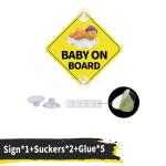BABY ON BOARD Series Suction Cup Type Stickers for Car Styling Kids in Car Safety Warning Yellow Decals PVC Notice Boards Style 18 yellow