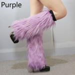 Naiste Lolita Rave Fluffies Kunstkarusnahast jalasoojendajad Soojendavad jalavarrukad Saapakate Talvine Harajuku 25cm lilla