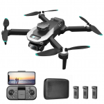 Kaugjuhtimispuldiga droon kaameraga 8K kahe kaameraga takistuste v&auml;ltimine WiFi FPV harjadeta optiline mootor 3 battery must